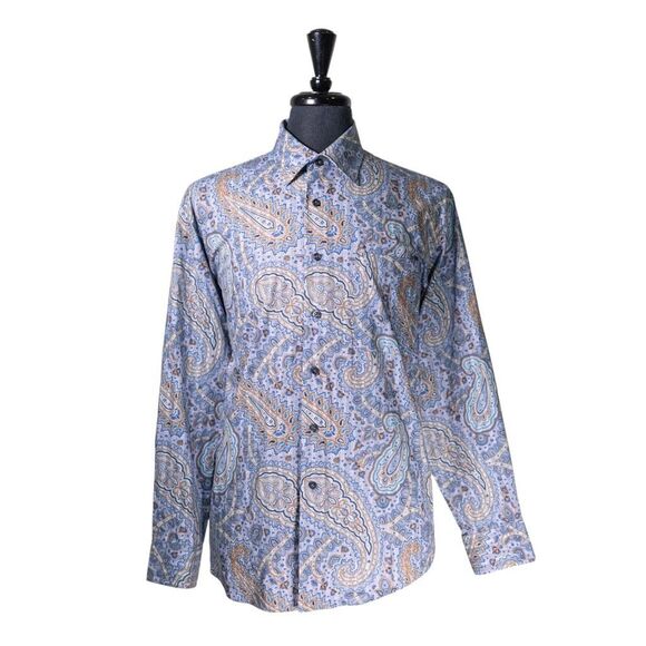 Alan Flusser Other - Alan Flusser Mens Shirt Large Blue Purple Paisley Button Up Long Sleeve Colorful